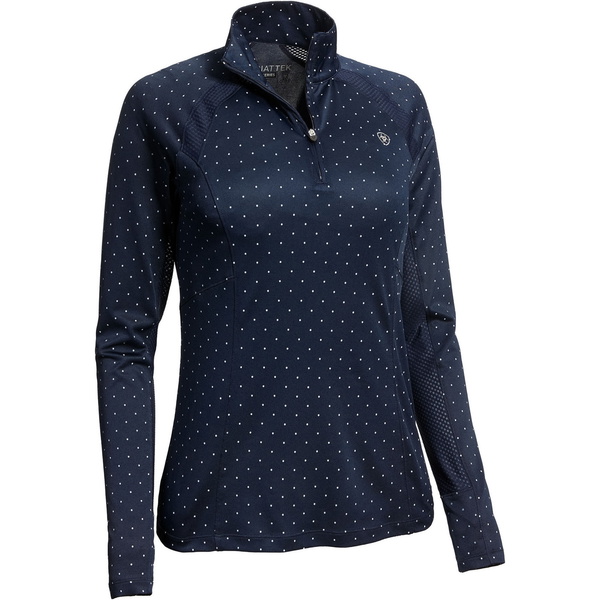 2023 Ariat Womens Sunstopper 2.0 1/4 Zip Base Layer Top 10030429 - Navy Dot